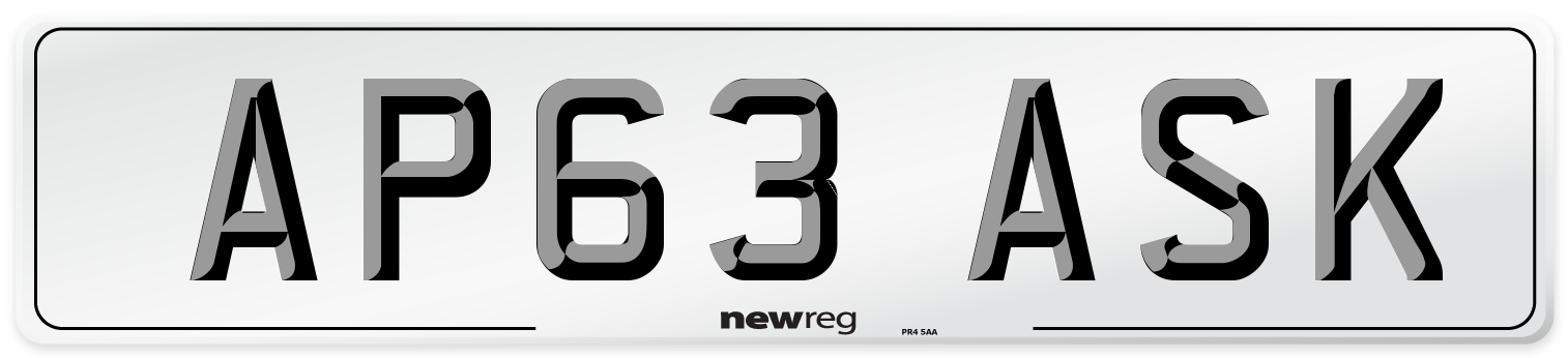AP63 ASK Number Plate from New Reg